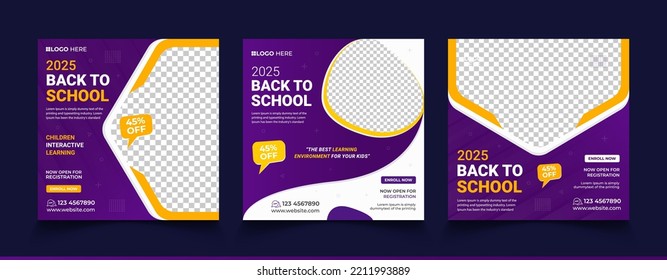 Back to school admission promotion social media post banner template