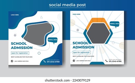 Back to school admission promotion social media  and web banner post, Education Social Media Post template