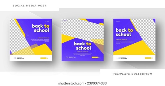 Back to school admission promotion template design, School admission social media post banner design squares background education