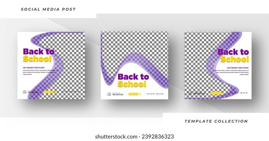 Back to school admission promotion template design, School admission social media post banner design squares background education