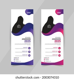 Back to school admission roll up banner template