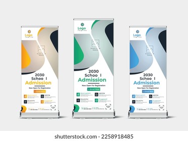 Back to school admission roll up banner and rack card template