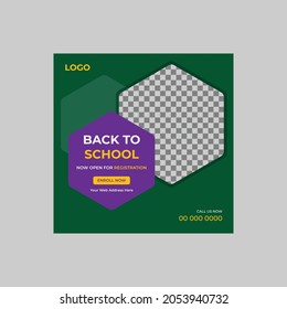 back to school, school admission social media templet  design