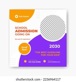 Back to school or school admission social media post and web banner template. Suitable for Poster, Sale Banner, Ads, Company, Corporate, Advertisement, Promotion, Business