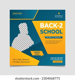 Back to school admission social media post vector template