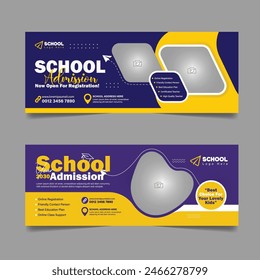 Back to school admission social media cover design and higher education banner cover page template