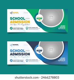 Back to school admission social media cover design and higher education banner cover page template