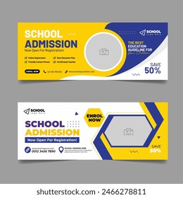 Back to school admission social media cover design and higher education banner cover page template