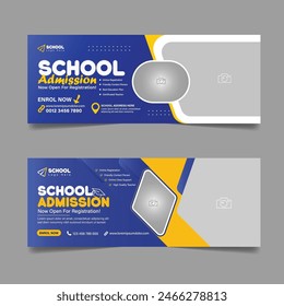 Back to school admission social media cover design and higher education banner cover page template