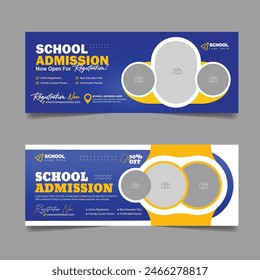 Back to school admission social media cover design and higher education banner cover page template