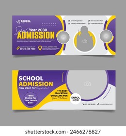 Back to school admission social media cover design and higher education banner cover page template