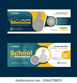 Back to school admission social media cover design and higher education banner cover page template