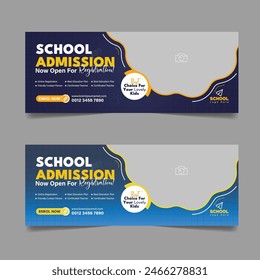 Back to school admission social media cover design and higher education banner cover page template