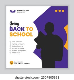 Back to school or school admission social media post design template