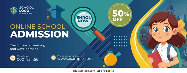 Back to School Admission Social Media Cover and Web Banner Design: Engaging Banner for School Admission Promotion