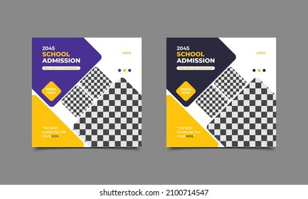 Back to school admission square banner for social media post template design..eps