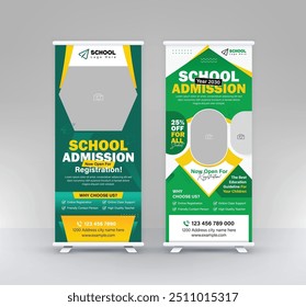 Back to School Admission standee rollup design modern education signage pullup vertical x banner set