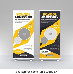 Back to School Admission standee rollup design modern education signage pullup vertical x banner set