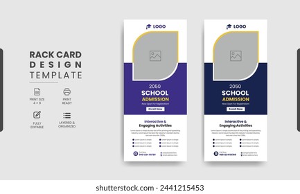 Back to school admission study college education kids promotion banner rollup dl flyer rack card template design, School Education Rack Card Design Template For Kids, Junior School Admission Dl Flyer