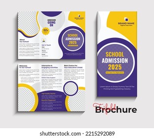 Back to school admission trifold brochure template design