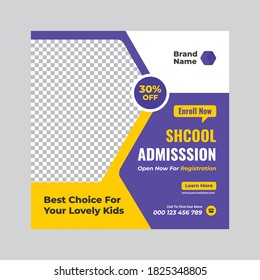 Back To School Admission Web Banner Or Square Flyer