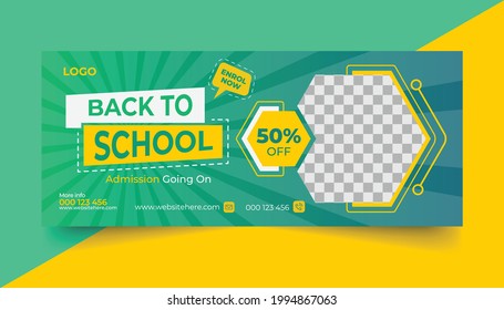 Back To School Ads Web Banner Design Concept For School Admission  Open Social Media Banner Template Design