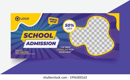 Back To School Ads Web Banner Design Concept For School Admission  Open Social Media Banner Template Design