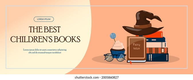 Back to school. Advertising banner, sale, online store, web. Stationery for school, university and office. Cartoon school supplies. Flat illustrations for elementary school. Bright cut out cliparts