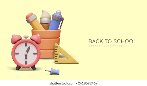 Back to school. Advertising mockup on yellow background