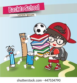 back to school advertising promotion (Vector eps10) with cartoon character