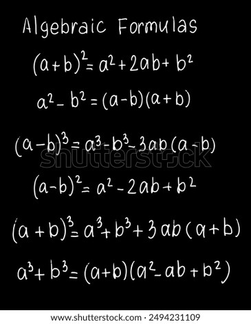 Back to school, algebraic formulas, blackboard, hand drawn elements, education, vector