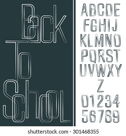 Back To School. Alphabet and Numbers Abstract Lettering. Vector Font.