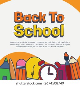 Anuncio de regreso a la escuela con Ilustraciones educativas