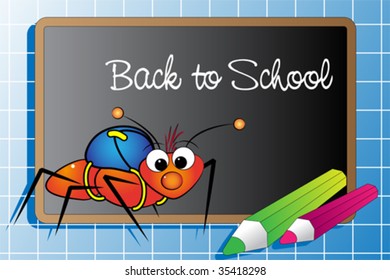 Back to school with an ant and pencils