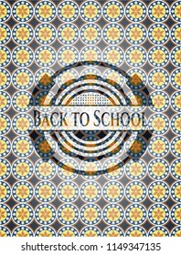 Back to School arabesque style badge. arabic decoration.