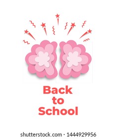 Back to school art background . Paper cut cartoon education supplies set in trendy craft style. Modern origami teaching and learning symbol design. Vector illustration