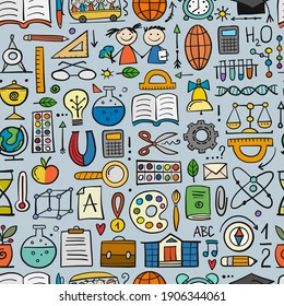 Back to School. Art Background. Seamless Pattern for your design. Vector illustration