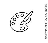 Back to school art class icon black and white vector illustration of paint palette and brush for education and creative learning design