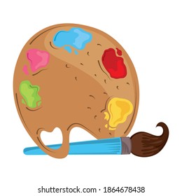back to school, art palette color and paintbrush education vector illustration