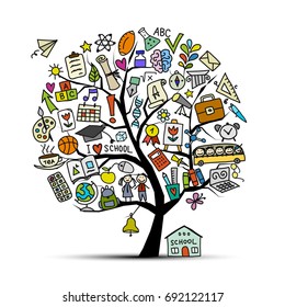 Back to school, art tree for your design