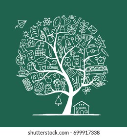 Back to school, art tree for your design