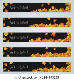 Back to school autumn horizontal banners vector collection