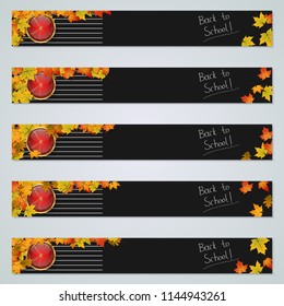 Back to school autumn horizontal banners vector collection