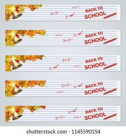 Back to school autumn horizontal banners vector collection