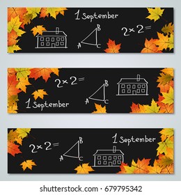 Back to school autumn vector banners collection