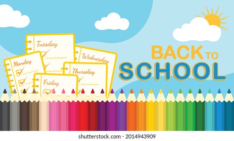Back to school background for banner template illustration in online daring school
