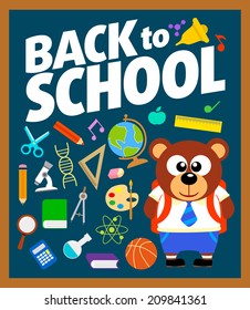 Back to school background with bear vector