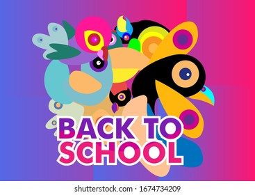 back to school background with bird illustration