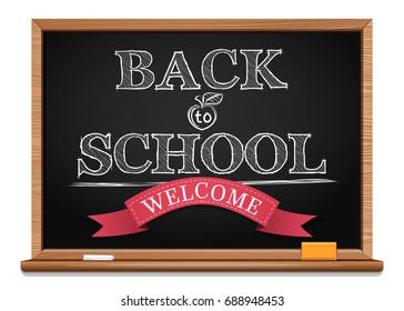 Back to school background. Black chalkboard. Chalk on a blackboard. Vector illustration