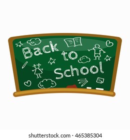 Back to school background, blackboard for banner or greeting card vector illustration.green chalkboard with crayons,study concept with supplies and accessories,classroom equipment